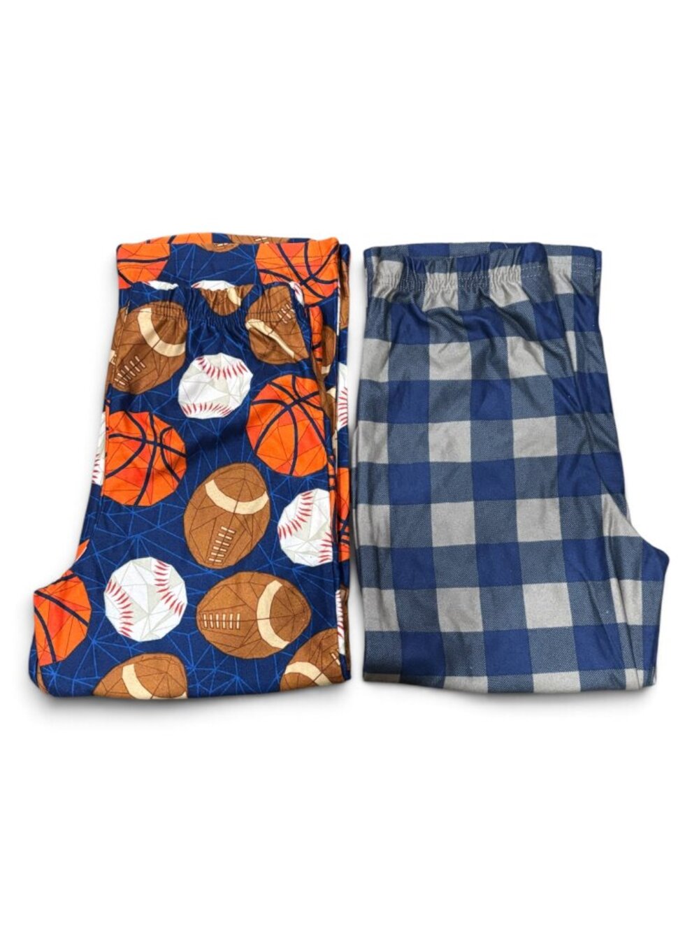 NWT Up-late Boys 2-Pack Pajama Long Pants Sports & Blue Plaid Sleepwear